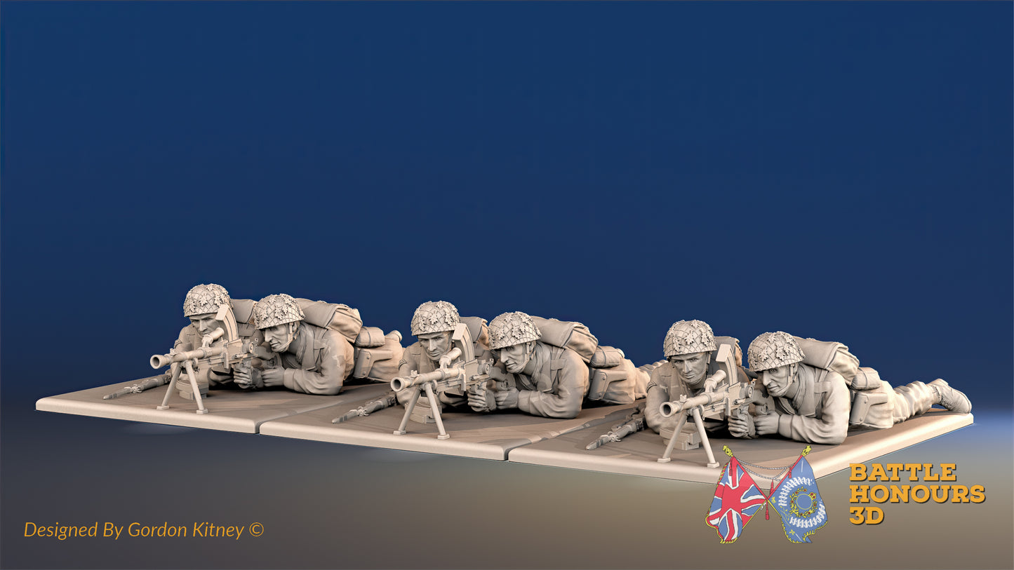 British Paratroopers Brengun Firing Helmet Advancing Prone