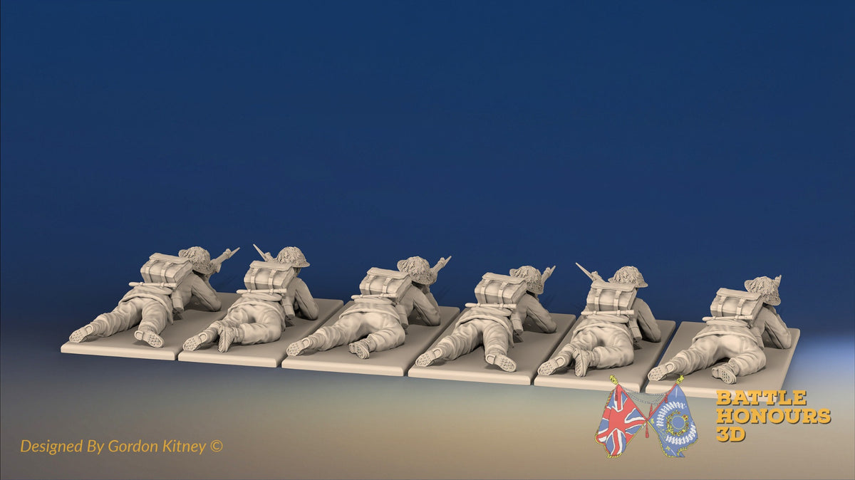 WW2 British Commando Prone miniature figures rear view