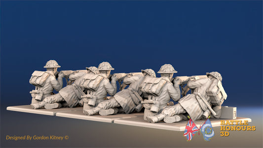 British Commando Vickers machine gun team in smocks rear view
