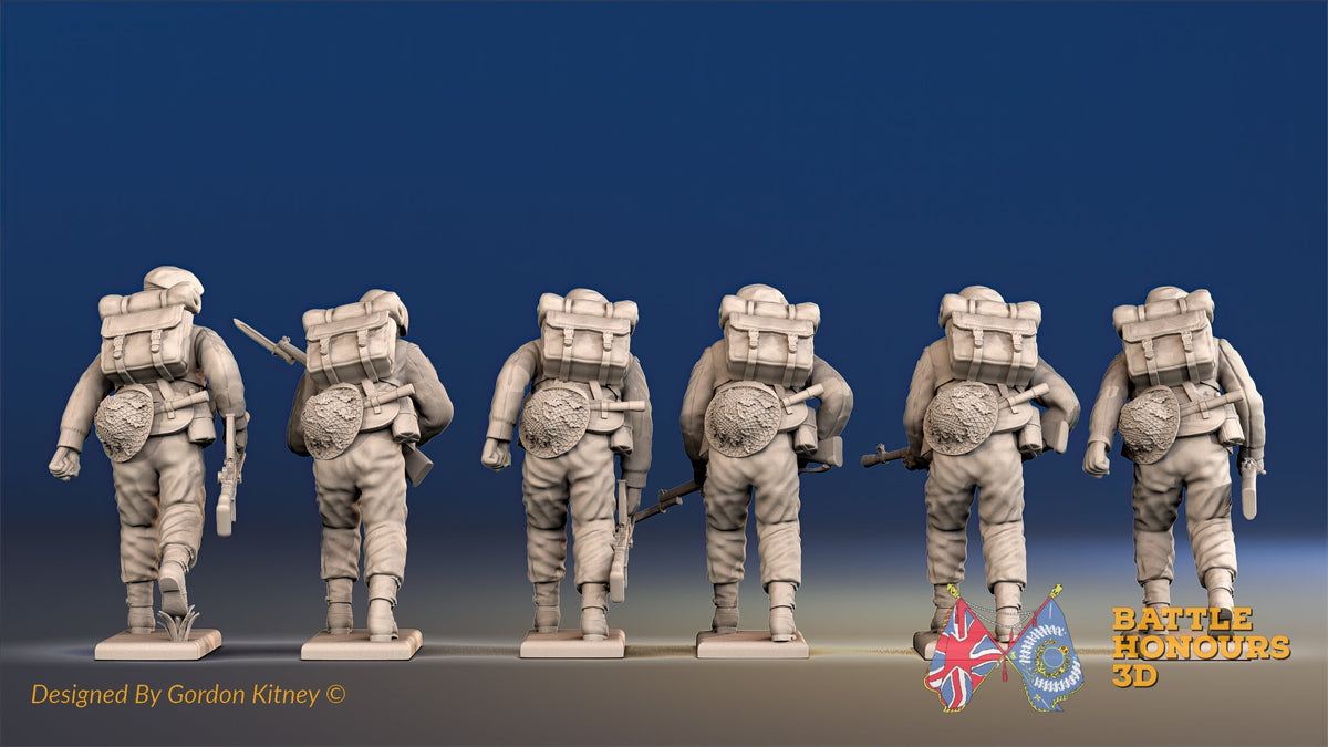 Royal Marine Bren gun team in battle dress rear view