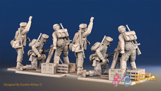 Royal Marine mortar team in battle dress rear view