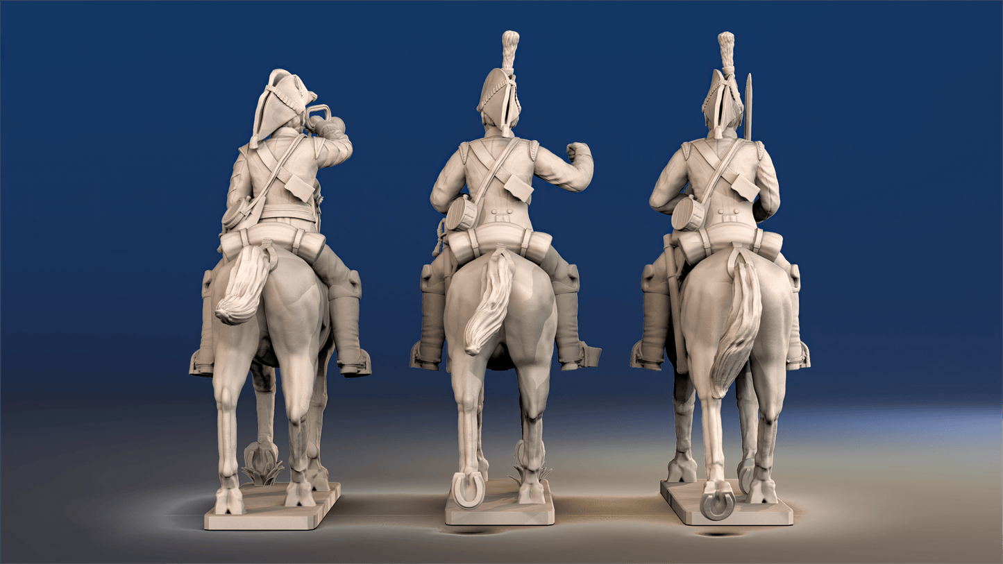 Napoleonic British Heavy Dragoons trotting command rear view