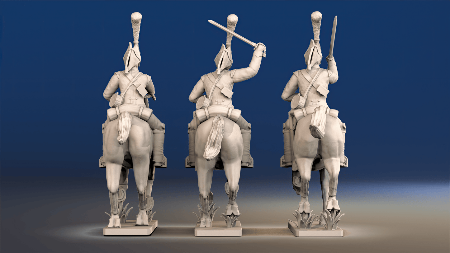 Napoleonic British Heavy Dragoons galloping set 1 rear view