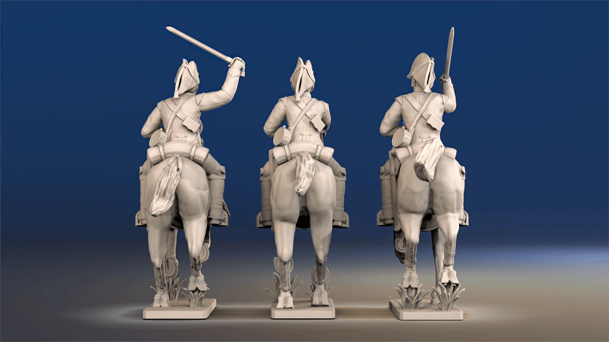 Napoleonic British Heavy Dragoons galloping set 3 rear view