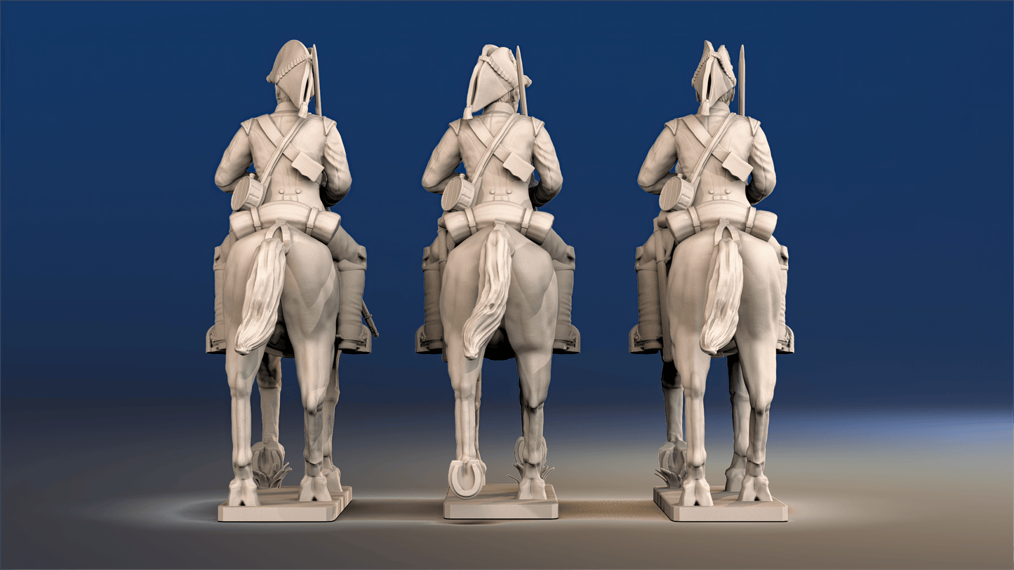 Napoleonic British Heavy Dragoons trotting rear view