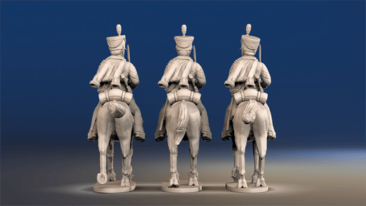 Napoleonic British Hussars Bell Shako trotting rear view