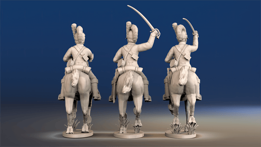 Napoleonic British Light Dragoons Tarleton galloping set 3 rear view
