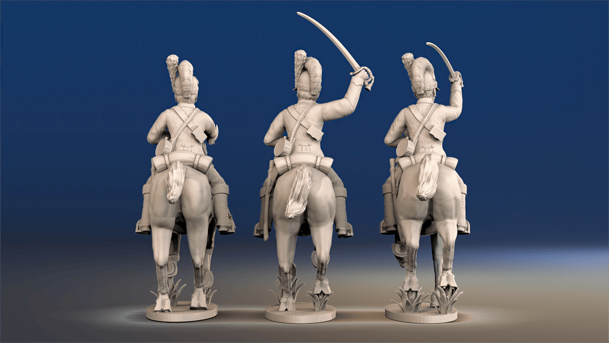 Napoleonic British Light Dragoons Tarleton galloping set 3 rear view