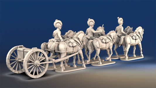 Napoleonic British Royal Horse Artillery 6-horse trotting limber rear view