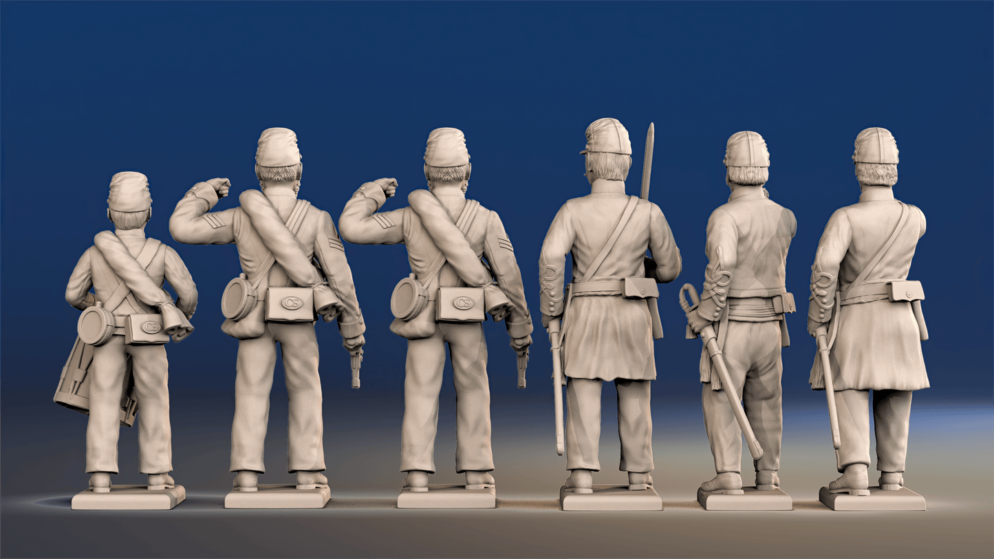 Confederate Zouave firing line command rear view