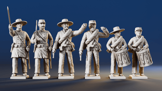 CSA firing line command miniature figures rear view