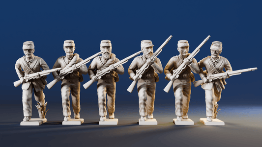 CSA skirmishing advancing kepi miniature figures rear view