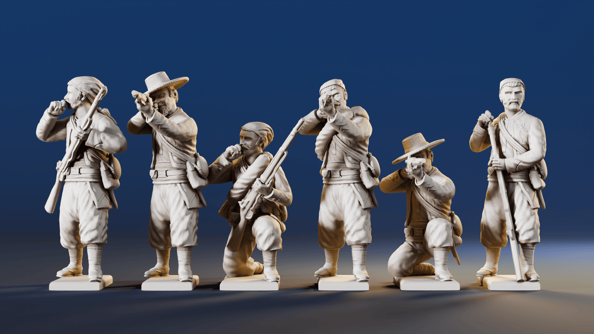 CSA skirmishing Zouave miniature figures variant 1 rear view