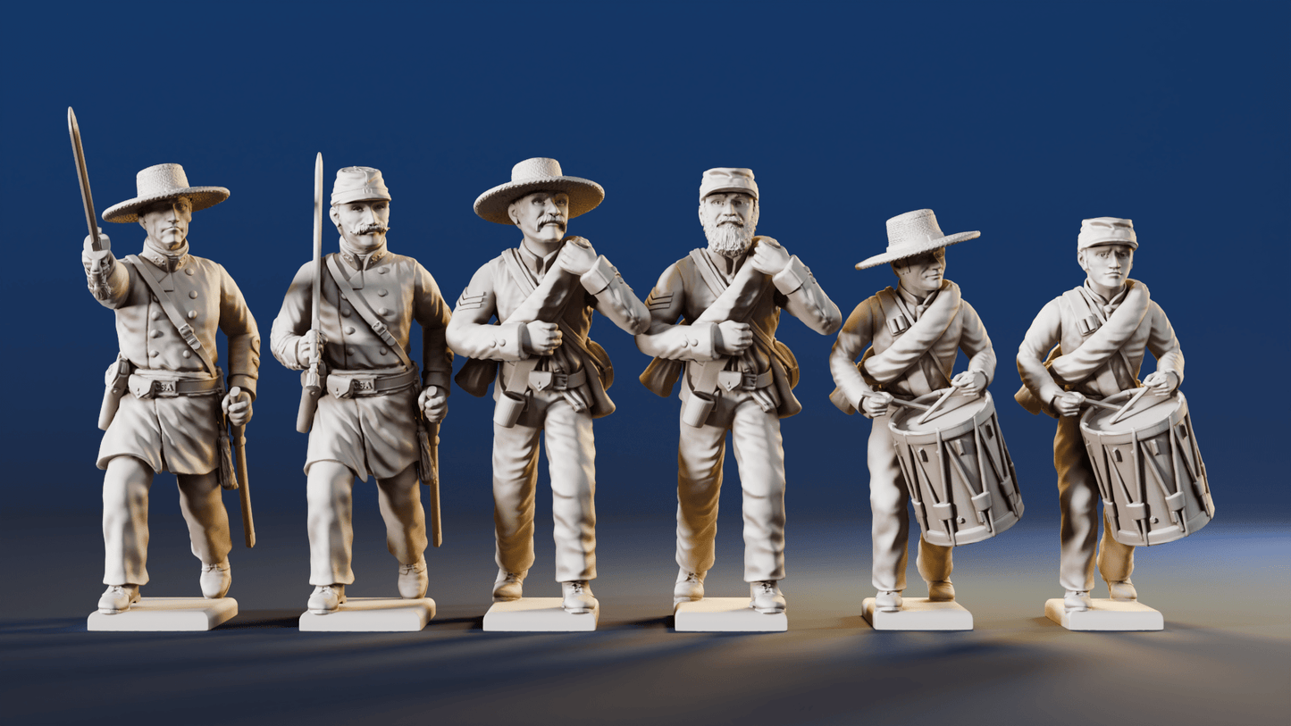 CSA right shoulder shift marching infantry command rear view