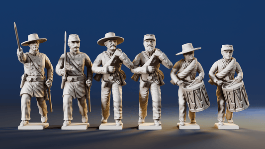CSA right shoulder shift marching infantry command rear view