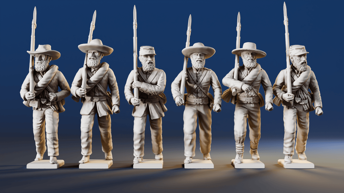 CSA right shoulder shift marching infantry mixed headdress variant 5 rear view