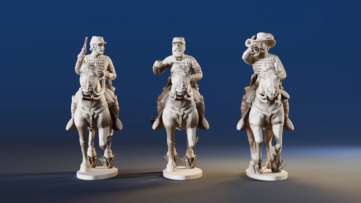 CSA Virginia cavalry galloping command miniature figures variant 1 rear view
