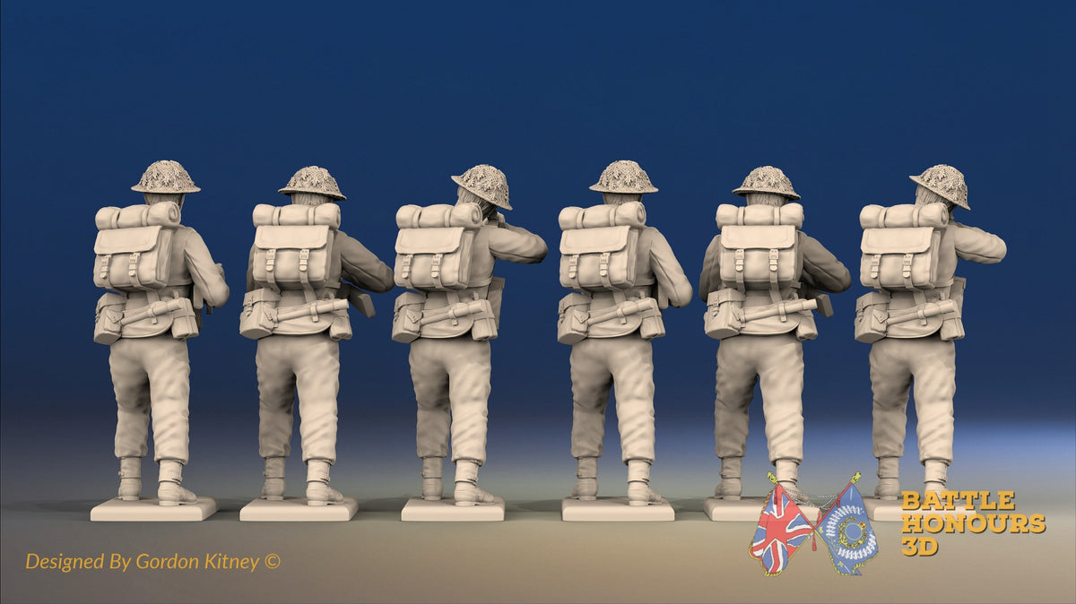 WW2 Canadian Battledress Standing Firing miniature figures rear view