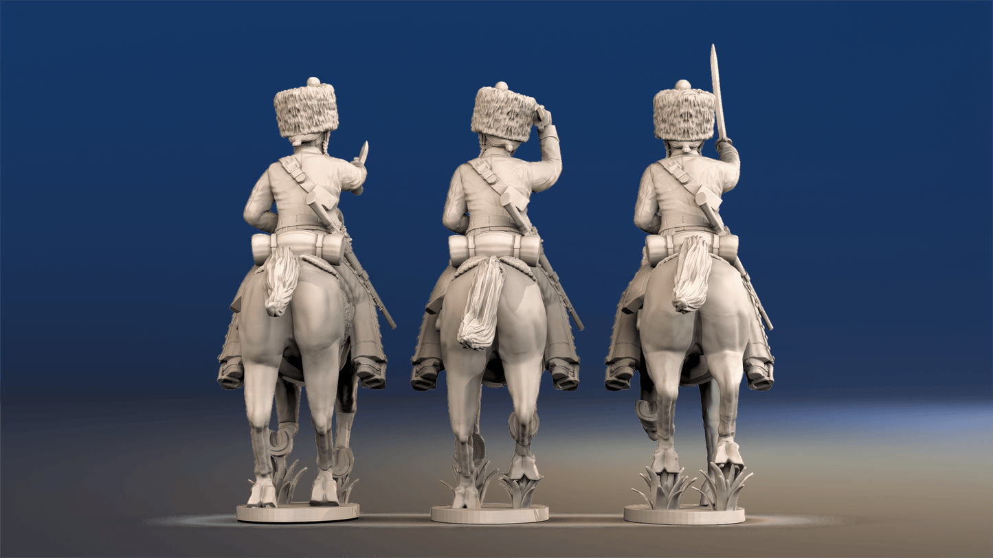 Napoleonic French Elite Hussars - Campaign Dress, Colpack, Galloping