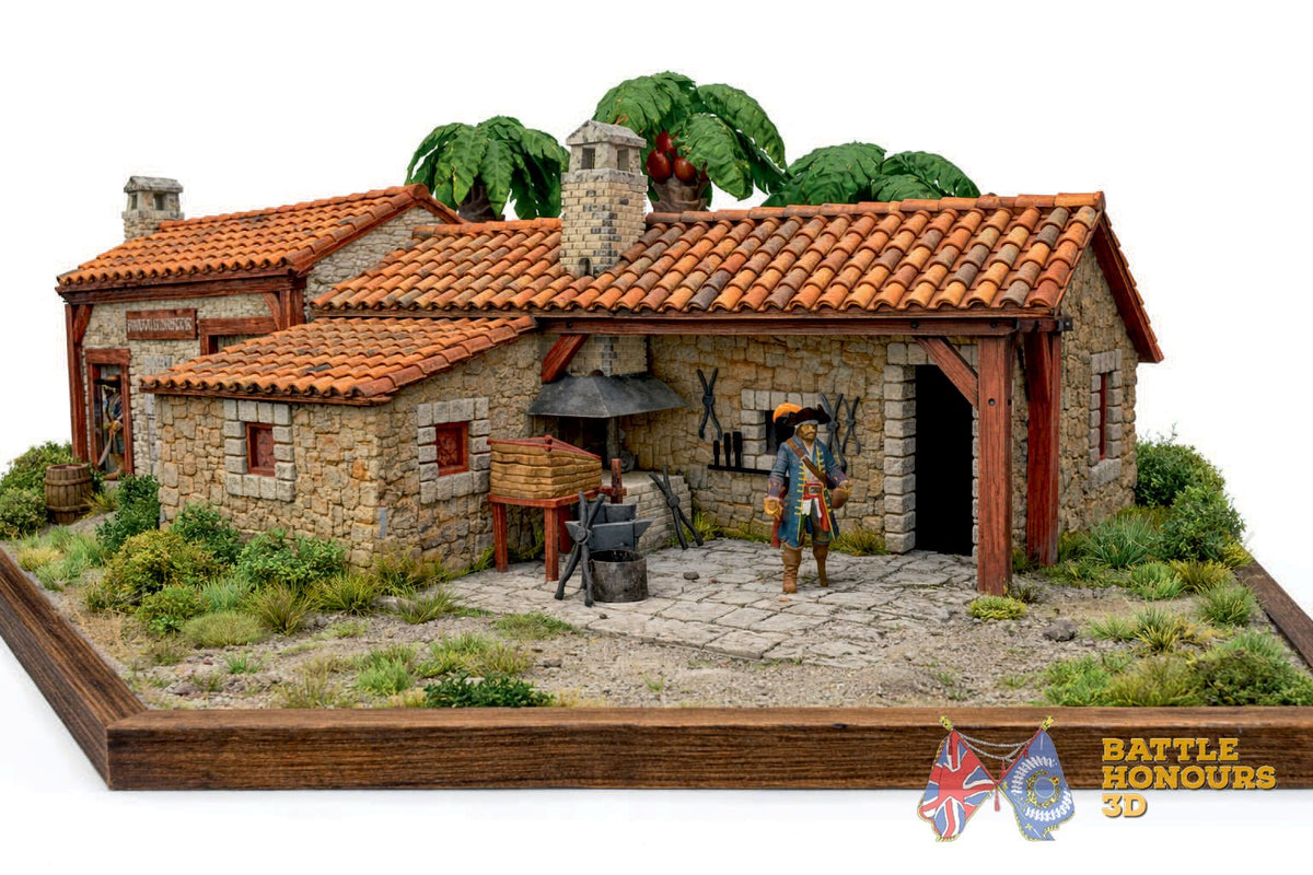 Colonial Caribbean forge terrain model graphic