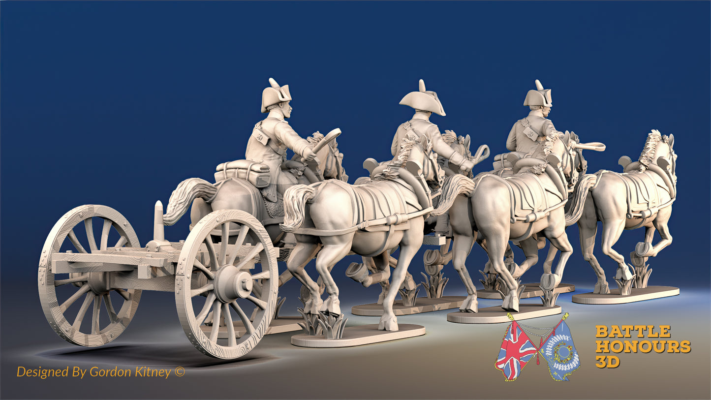 French 6 Horse Train Artilley Bicorn Gallop