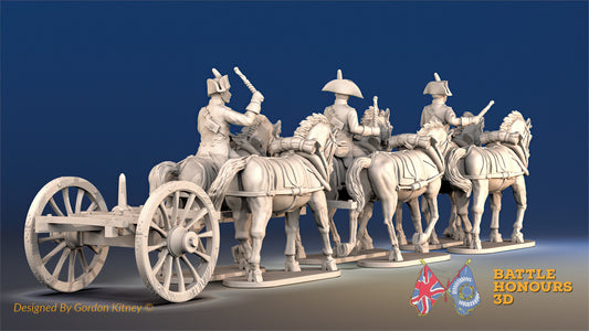 French 6 Horse Train Artilley Bicorn Trotting