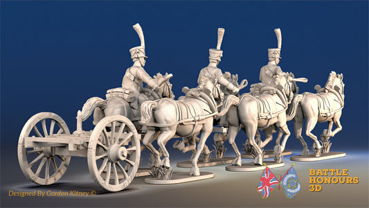 French 6 Horse Train Artilley Shako Galloping