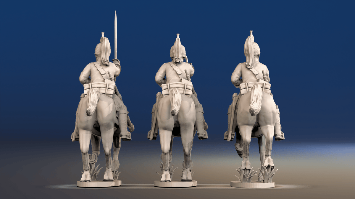 Napoleonic French Dragoons - Covered Helmet Galloping, Back Set 3