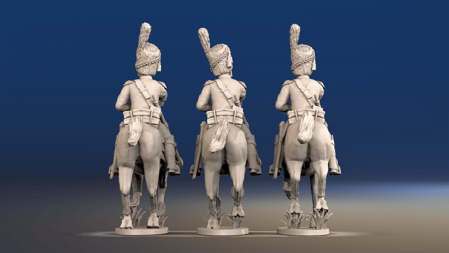 Napoleonic French Elite Dragoons - Bearskin Galloping