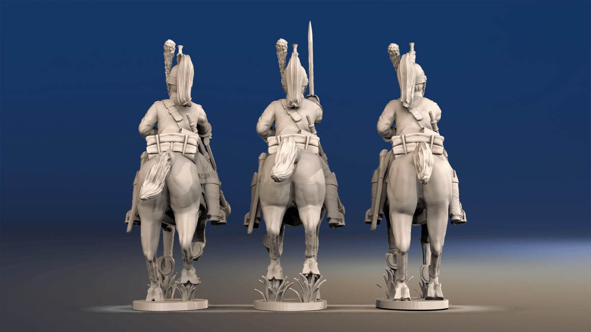 Napoleonic French Dragoons - Uncovered Helmet Galloping - Set 1