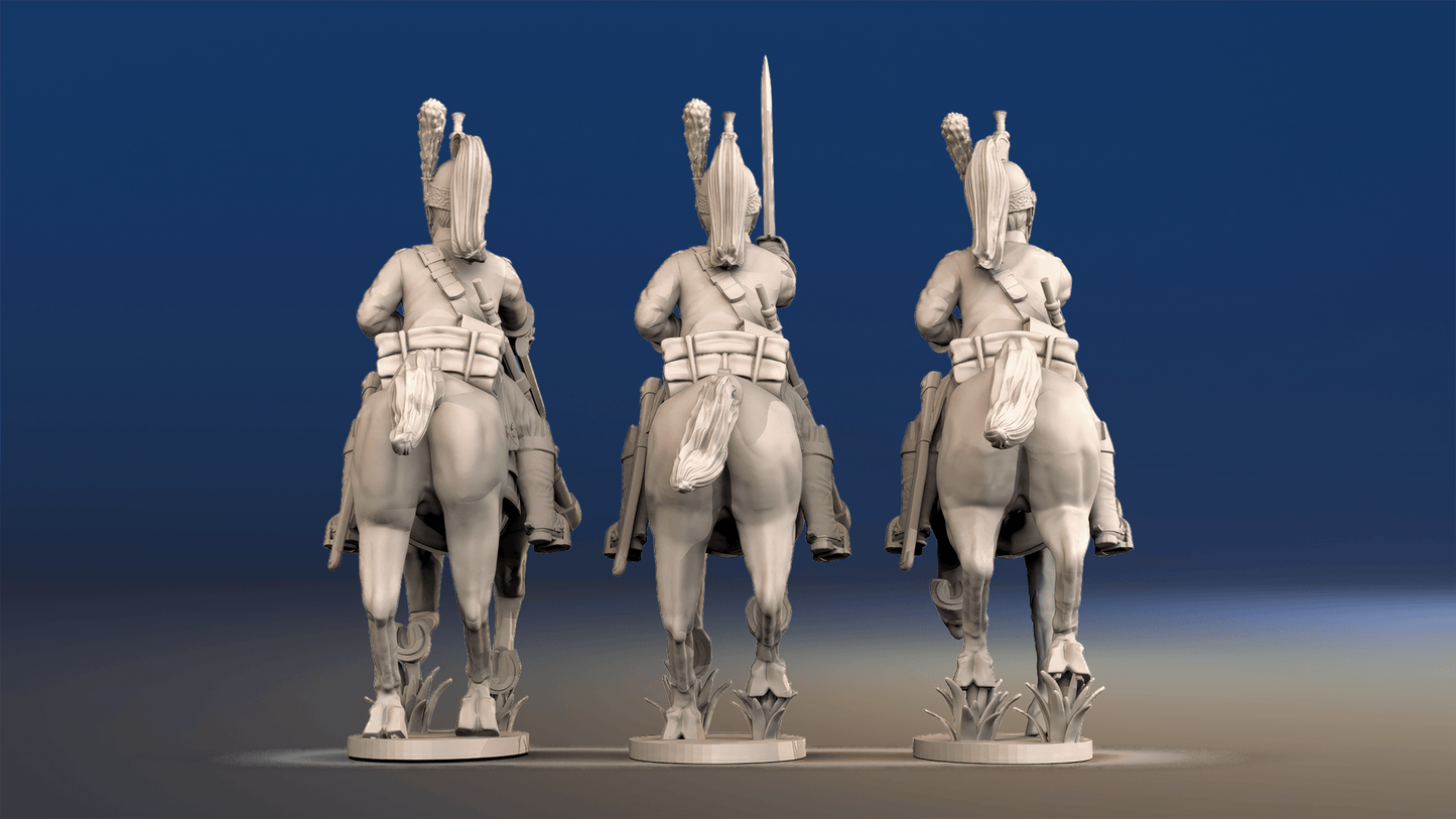 Napoleonic French Dragoons - Uncovered Helmet Galloping - Set 2