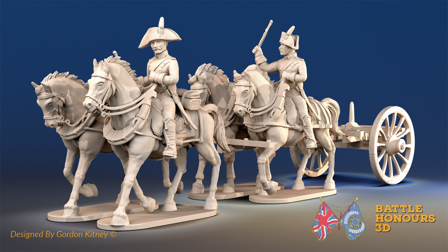 French 4 Horse Limber Bicorne Trotting