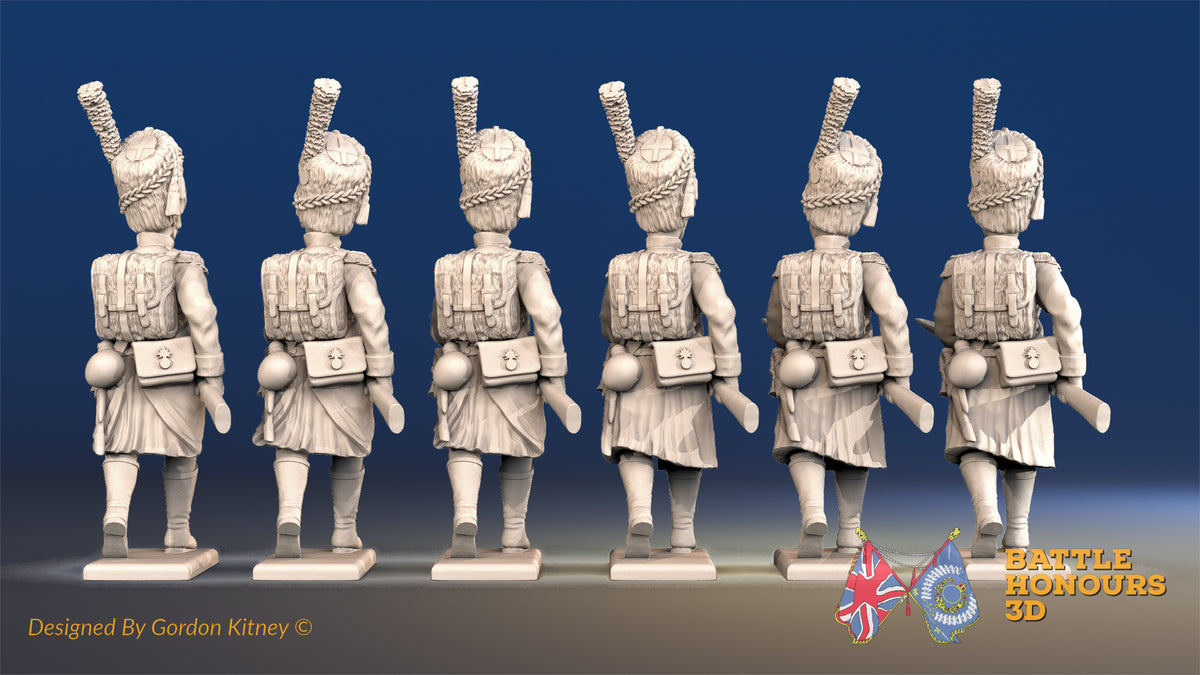 French Carabiniers advancing bearskin greatcoat boots rear view