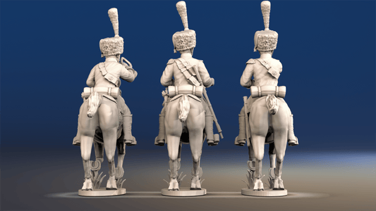 Napoleonic French Chasseurs à Cheval command full dress galloping set 1 rear view