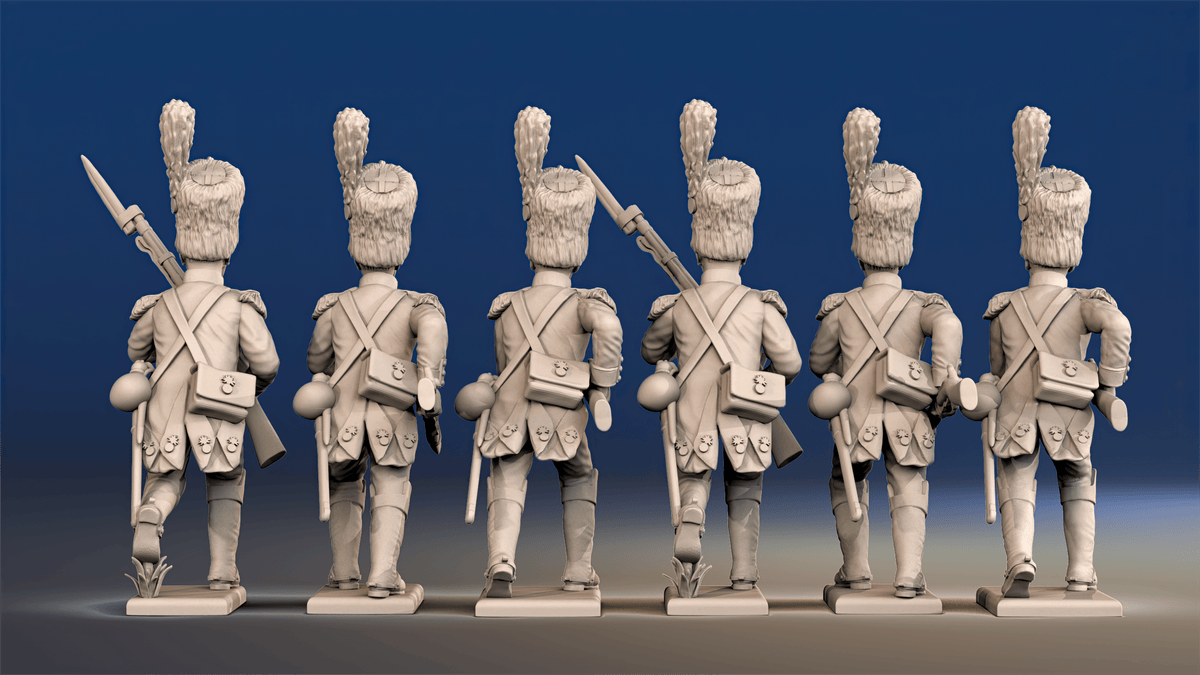 French dismounted elite dragoons advancing set 2 rear view