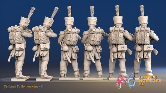 French line Grenadier loading and firing shako rear view