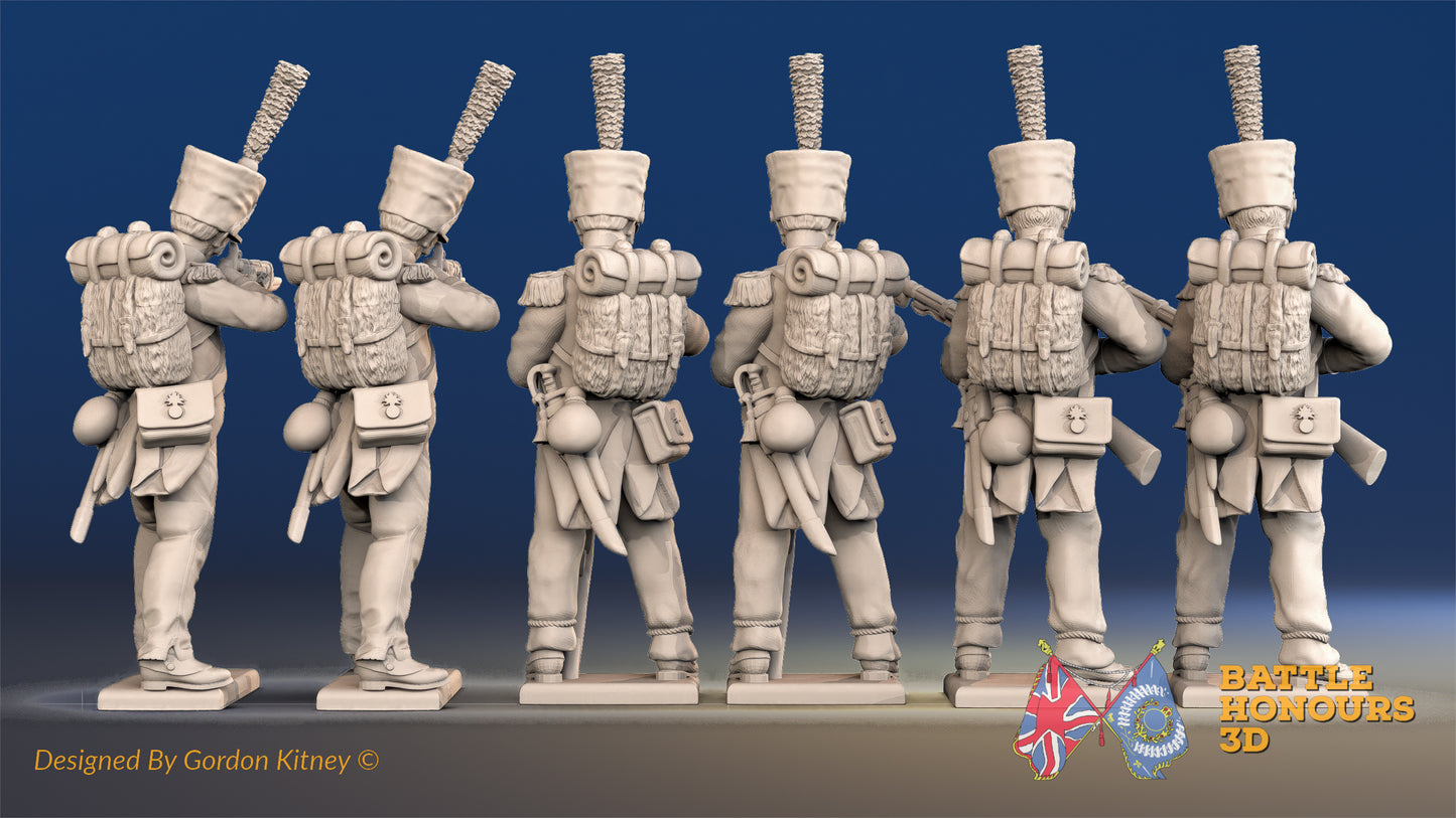 French line Grenadier loading and firing shako rear view