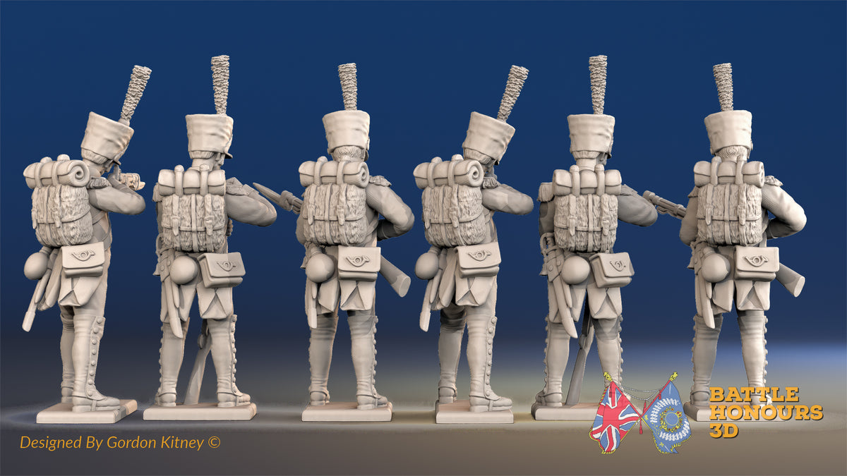 French line Voltigeurs loading and firing shako gaiter rear view