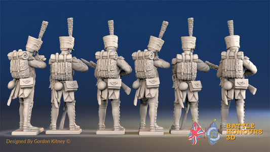 French line Voltigeurs loading and firing shako gaiter rear view