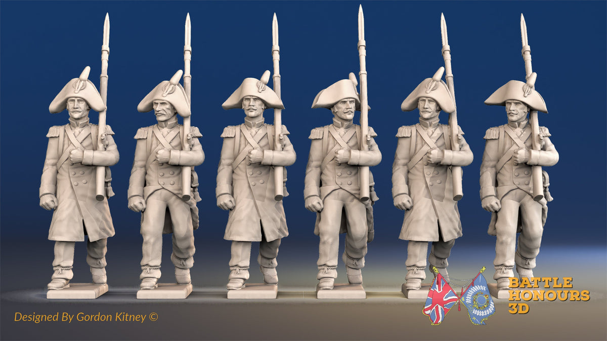 French march attack line Grenadier bicorn greatcoat alternate view