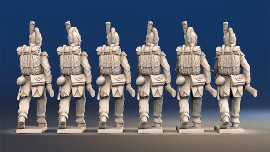 Napoleonic French Voltigeurs advancing in Tarleton and trousers rear view