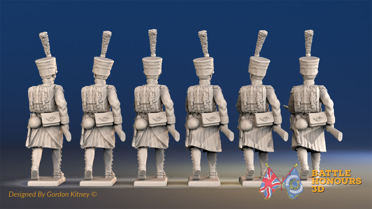French Voltigeurs advancing shako greatcoat gaiter rear view