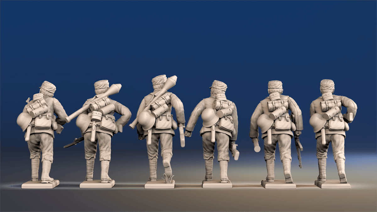 WW2 German Infantry - Advancing, Field Caps