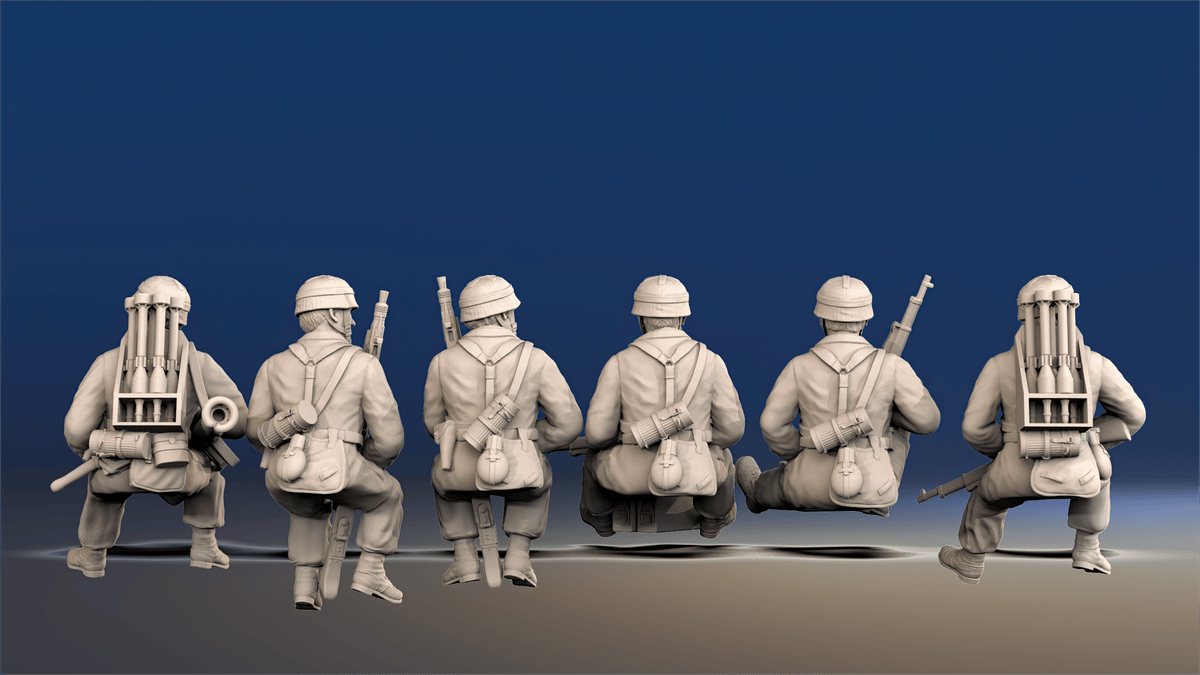 WW2 German Fallschirmjäger Tank Riders - Support Weapons, Covered Helmets