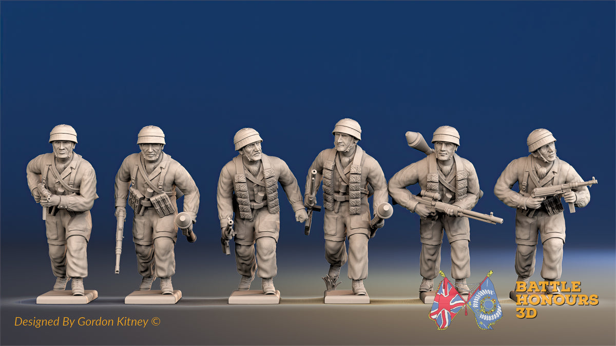German Paratroopers advancing covered helmet alternate view