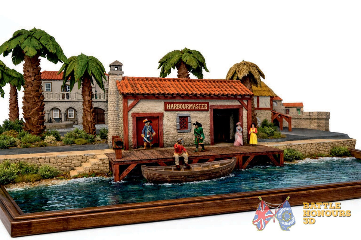 Colonial Caribbean harbourmaster terrain model graphic