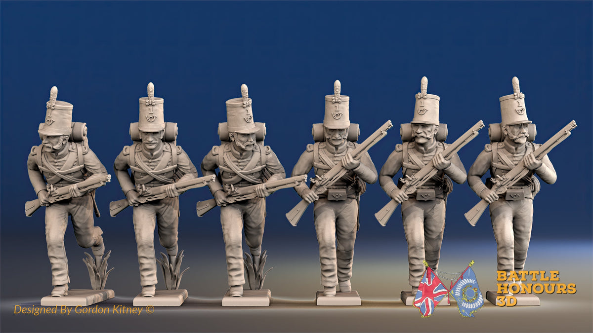 Portuguese Cacadores First Regiment skirmish advancing with backpack alternate view