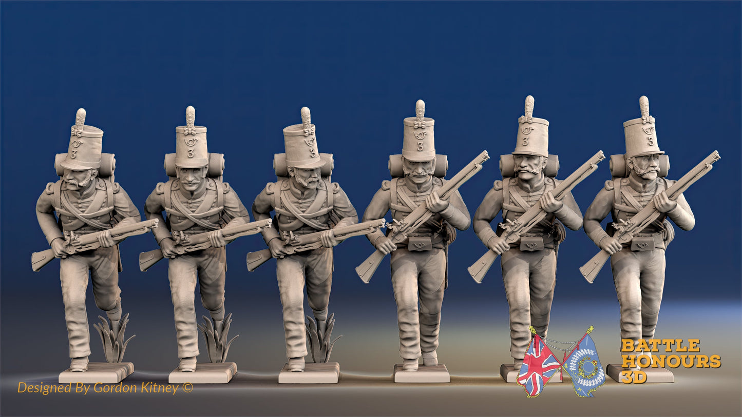 Portuguese Caçadores Third Regiment Skirmish Advancing With Backpack