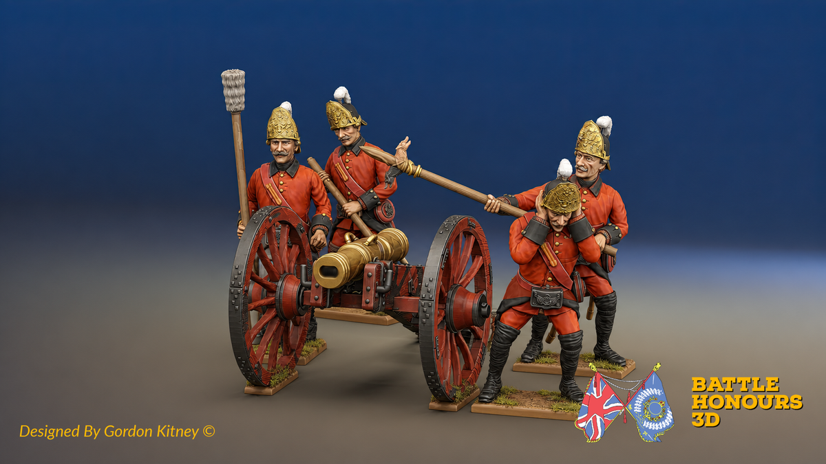 Seven Years’ War Russian Secret Howitzer and Crew - Firing Crew - Winter Uniform, colour example. Figures are supplied unpainted.