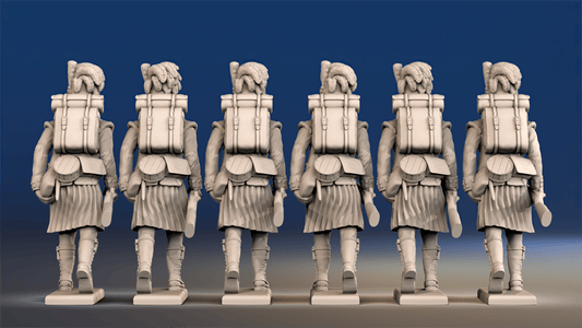 Napoleonic Scottish Highland Flank Company treble time in kilts rear view